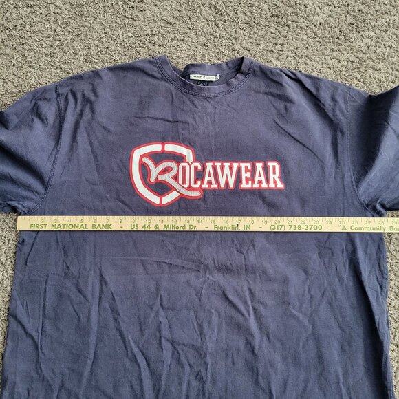 Rocawear Mens Logo T-Shirt Navy Blue Size 3XL Cotton Casual Wear Faded Official - Picture 3 of 9